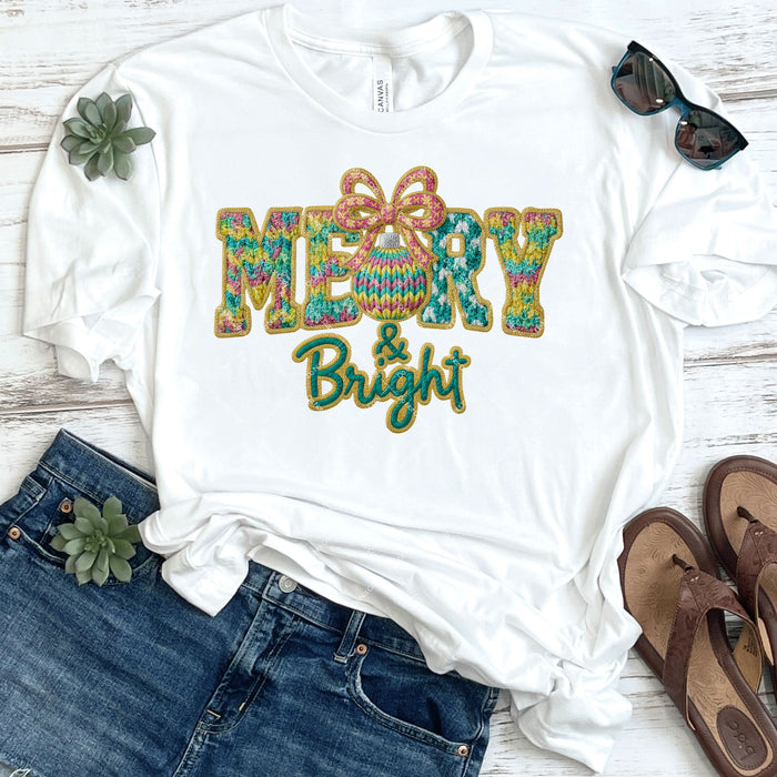Faux Knit Merry & Bright DTF Transfer