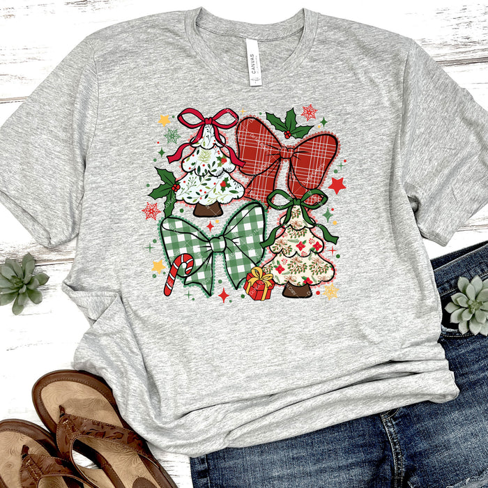 Plaid Bows And Christmas Trees DTF Transfer