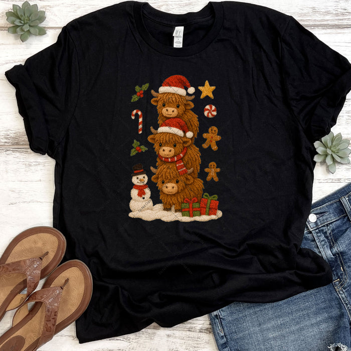 Cute Faux Yarn Baby Highland Cows DTF Transfer