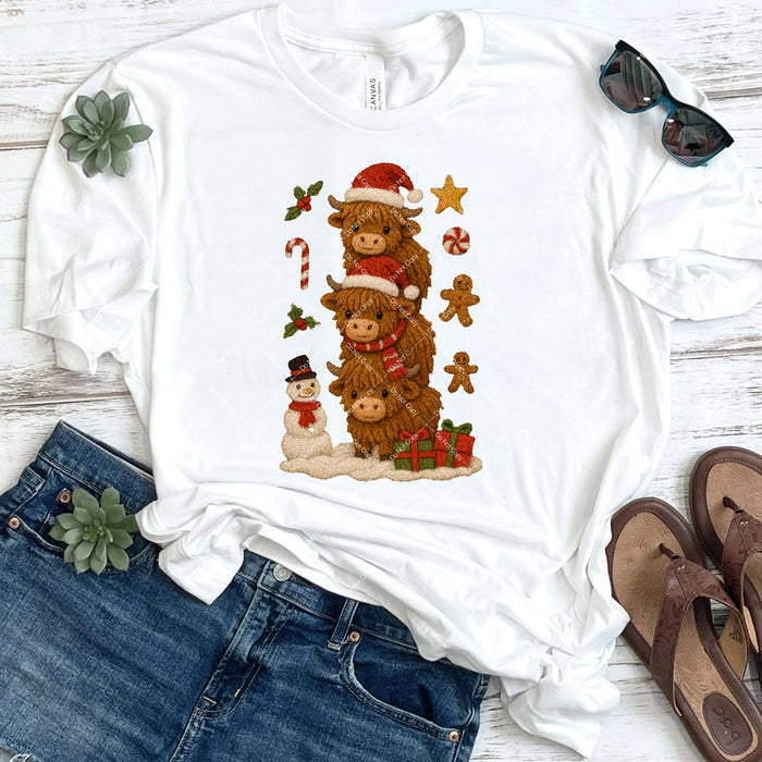 Cute Faux Yarn Baby Highland Cows DTF Transfer