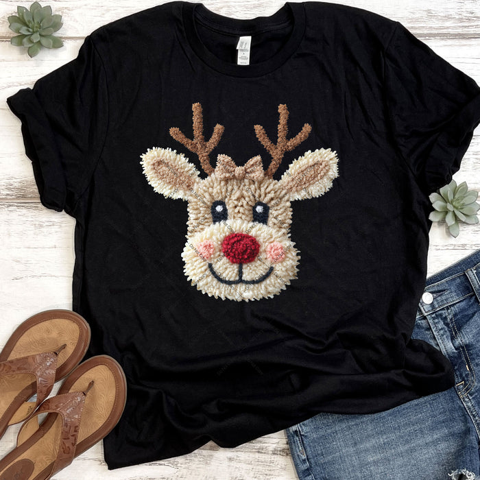 Faux Yarn Baby Reindeer DTF Transfer
