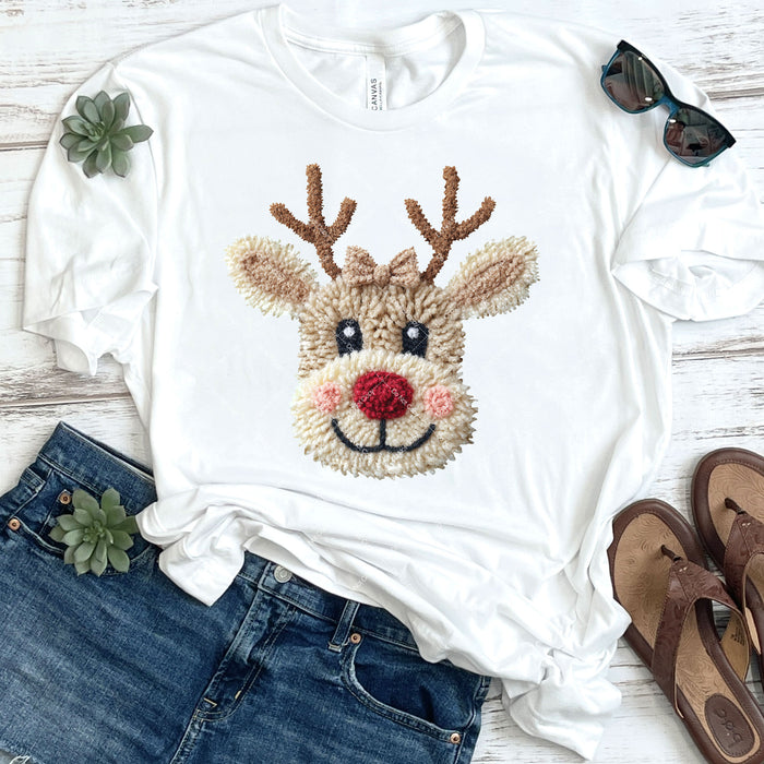 Faux Yarn Baby Reindeer DTF Transfer