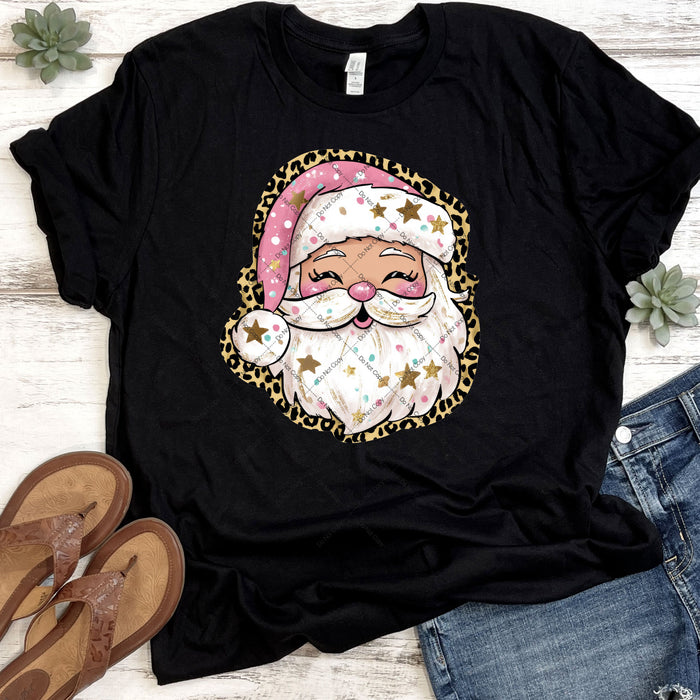 Leopard Print Santa DTF Transfer