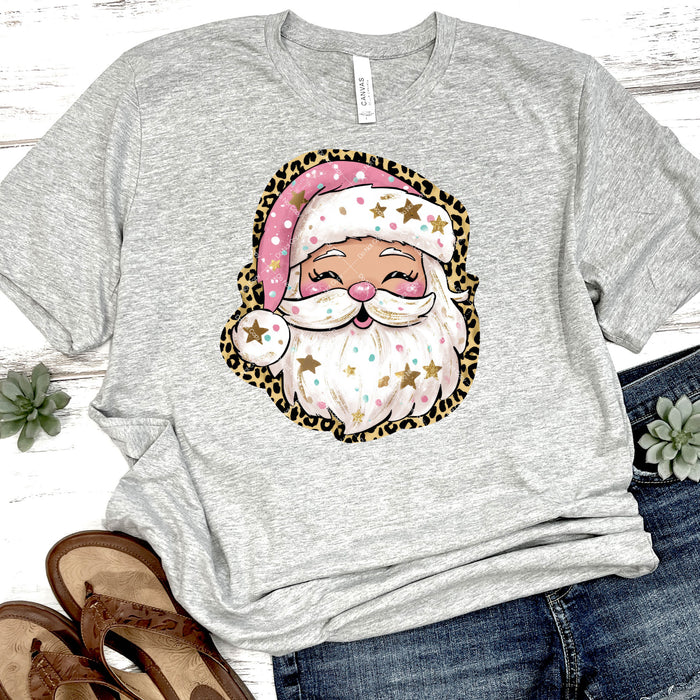 Leopard Print Santa DTF Transfer