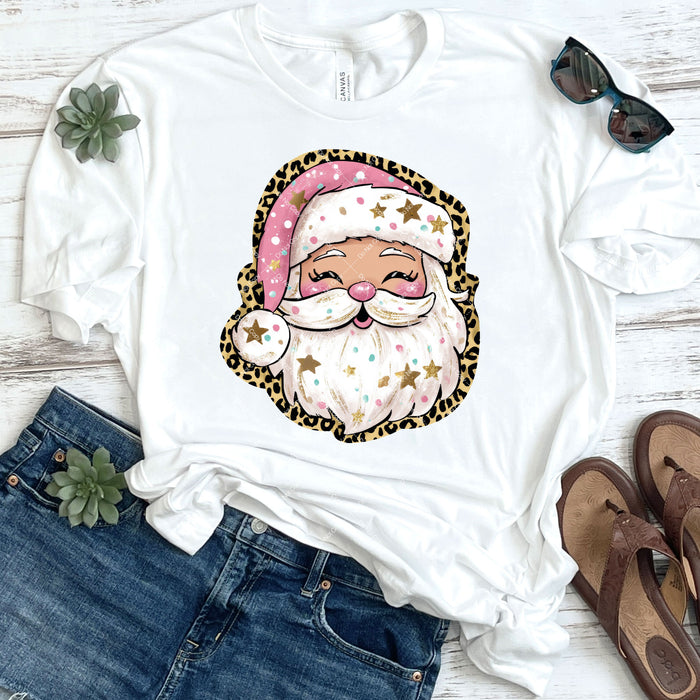 Leopard Print Santa DTF Transfer