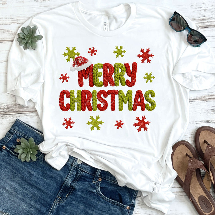 Faux Knit Merry Christmas DTF Transfer