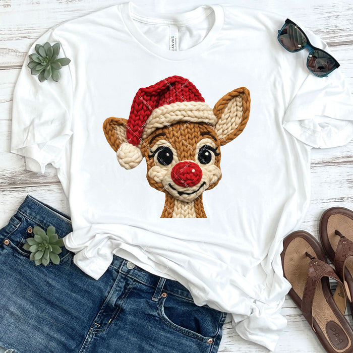 Faux Knit Baby Rudolph DTF Transfer