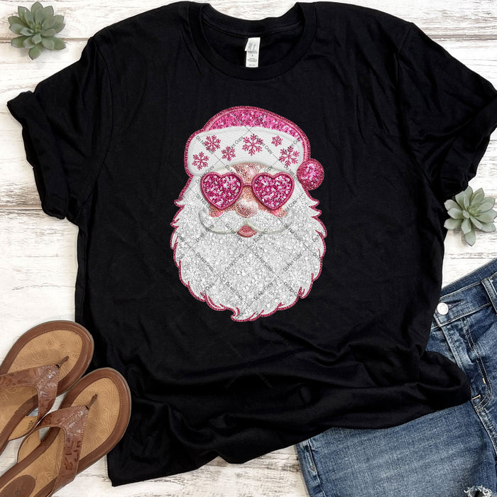 Sparkly Pink Santa DTF Transfer