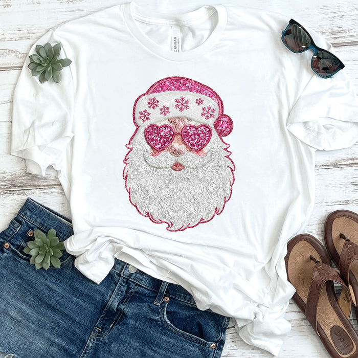 Sparkly Pink Santa DTF Transfer