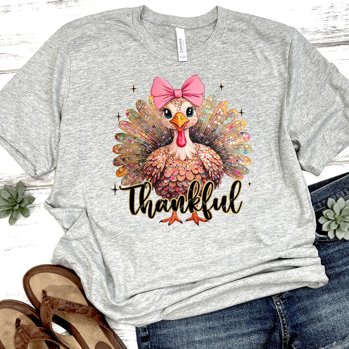 Glittery Thankful Turkey DTF Transfer