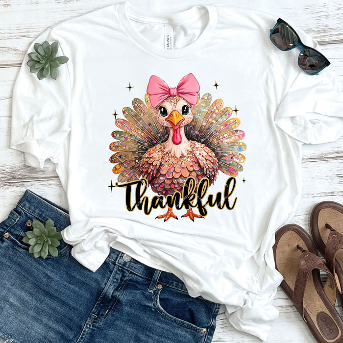 Glittery Thankful Turkey DTF Transfer