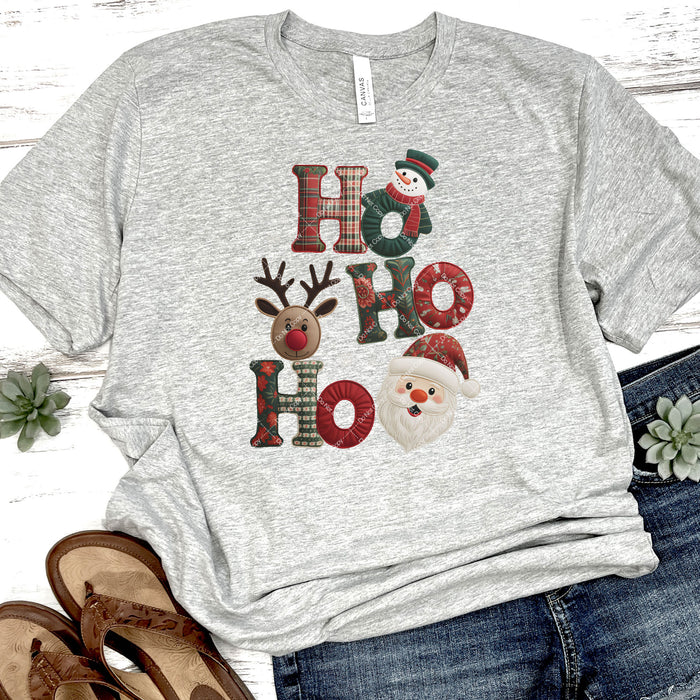 Faux Fabric Ho Ho Ho DTF Transfer