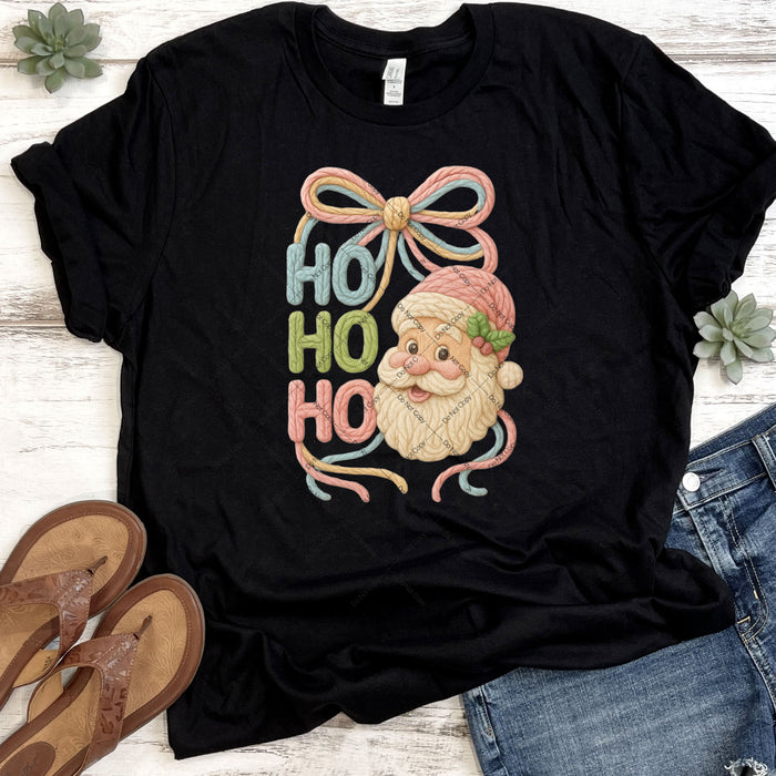 Faux Yarn Ho Ho Ho Santa  DTF Transfer
