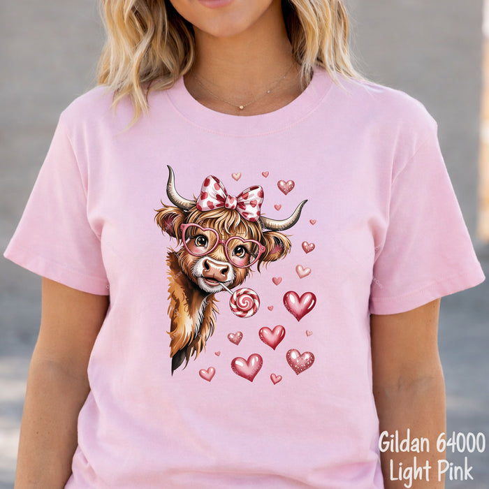 Valentine Highland Cow DTF Transfer