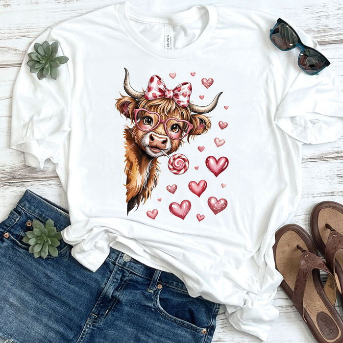 Valentine Highland Cow DTF Transfer