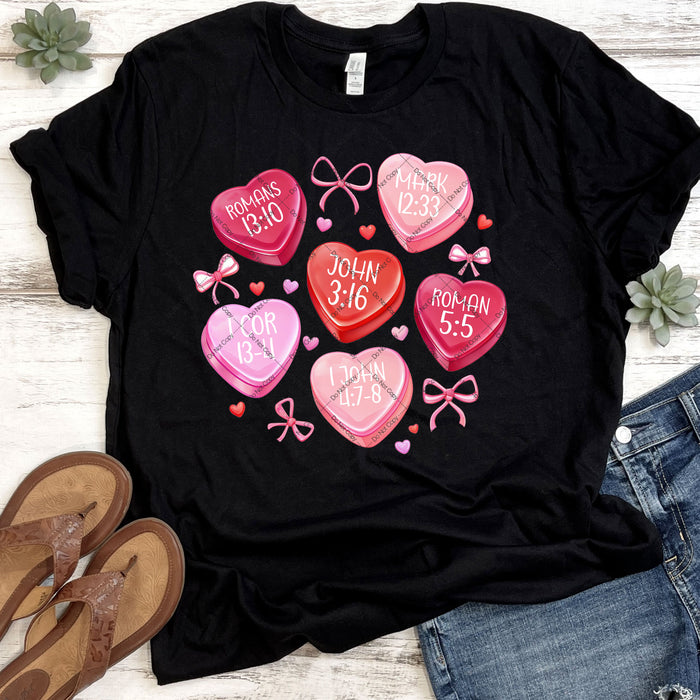 Candy Hearts Bible Verses DTF Transfer