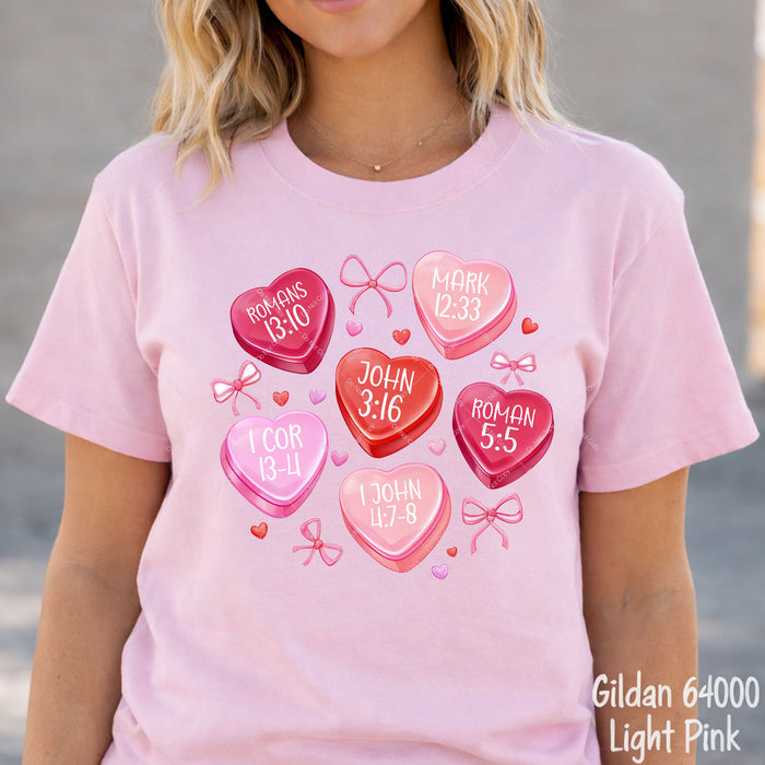 Candy Hearts Bible Verses DTF Transfer