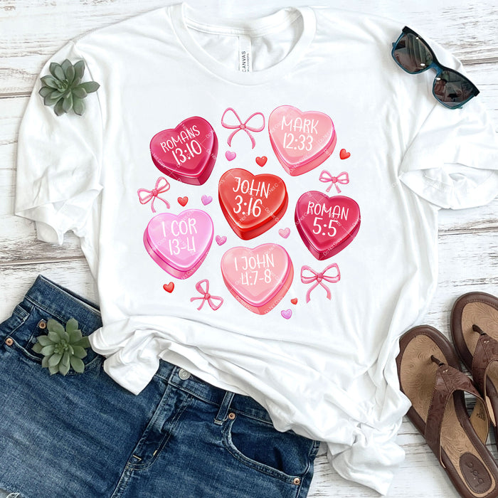 Candy Hearts Bible Verses DTF Transfer