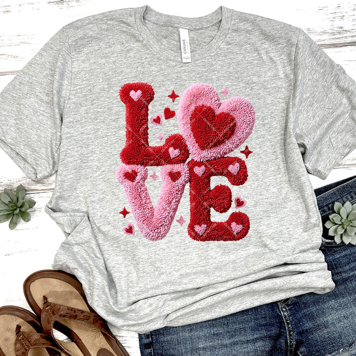 Faux Yarn LOVE DTF Transfer