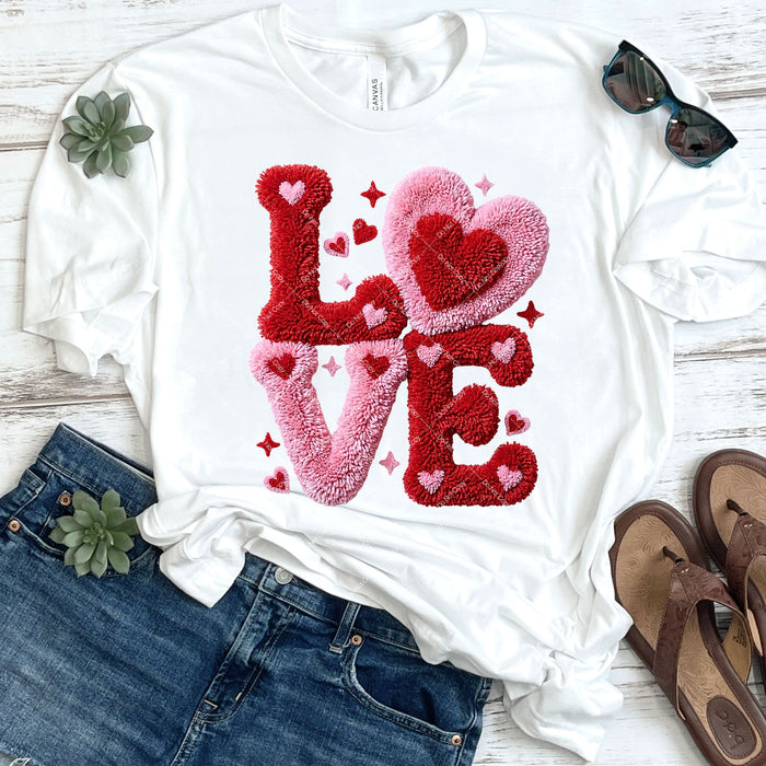 Faux Yarn LOVE DTF Transfer