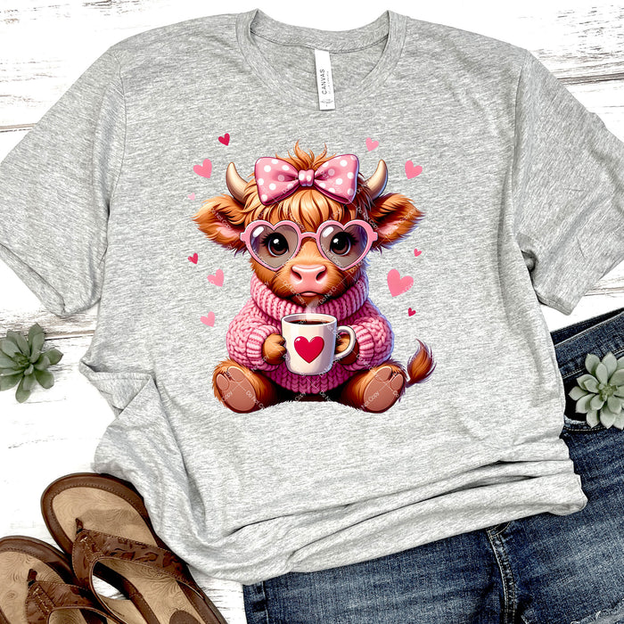 Sweet Highland Calf Valentine DTF Transfer