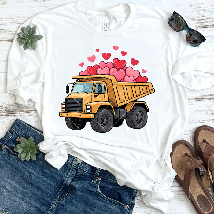 Dump Truck Full of Hearts DTF Transfer
