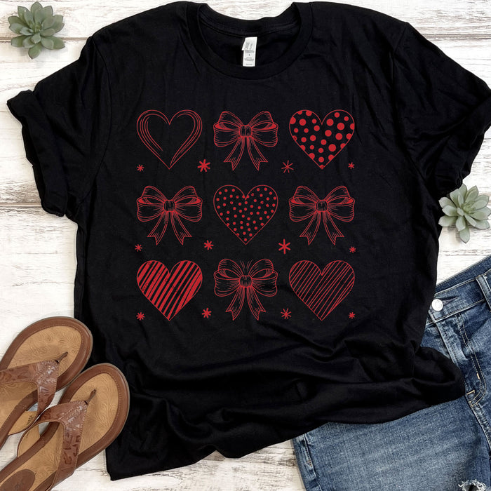 Valentine Hearts & Coquette Bows DTF Transfer