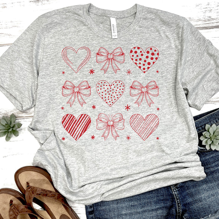 Valentine Hearts & Coquette Bows DTF Transfer