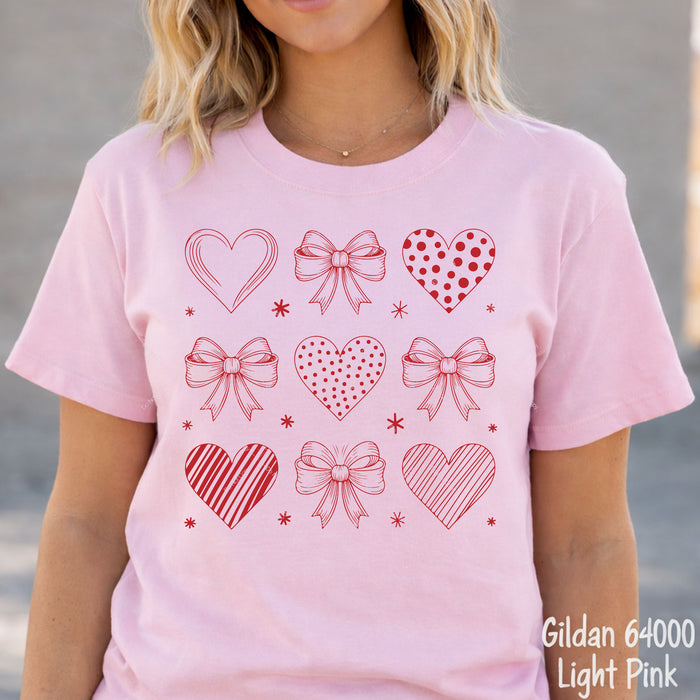 Valentine Hearts & Coquette Bows DTF Transfer