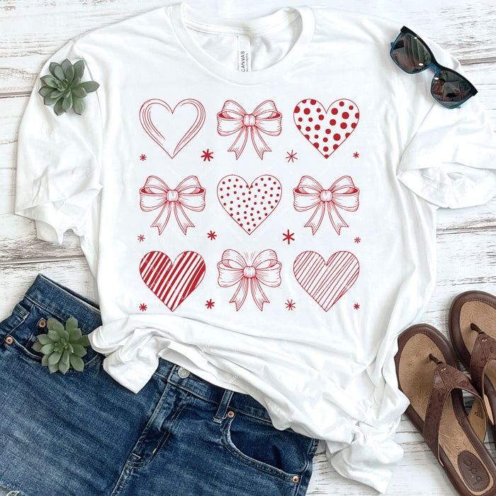Valentine Hearts & Coquette Bows DTF Transfer