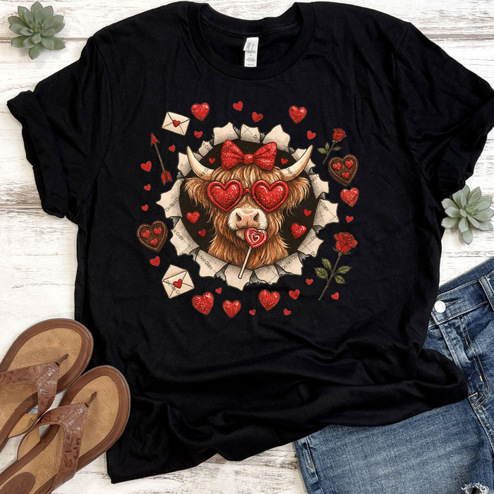 Highland Cow Valentine DTF Transfer