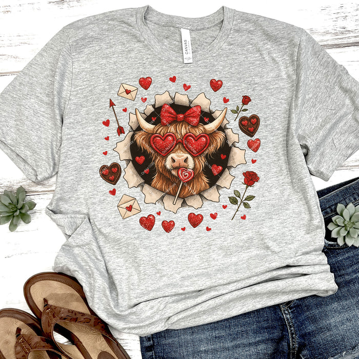 Highland Cow Valentine DTF Transfer
