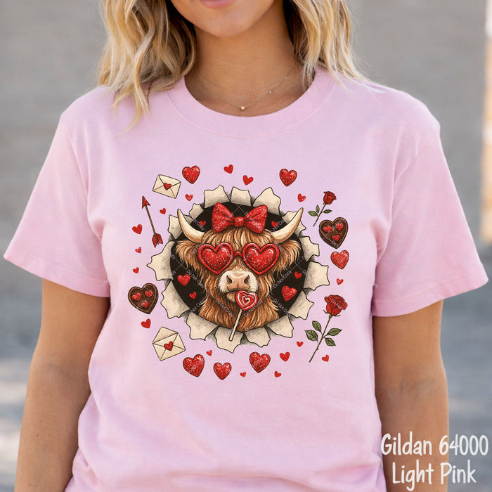 Highland Cow Valentine DTF Transfer