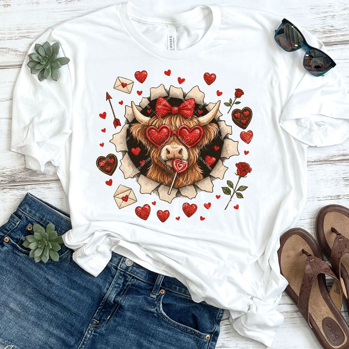 Highland Cow Valentine DTF Transfer