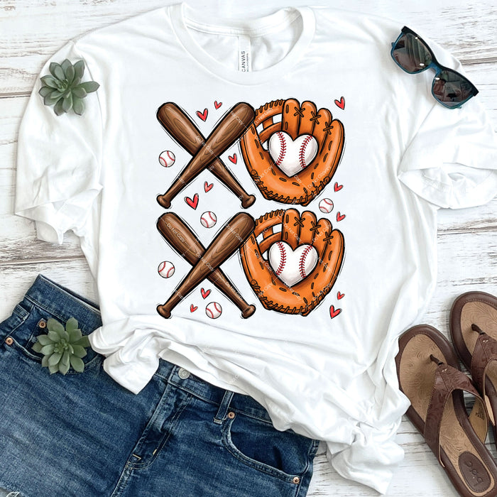 XOXO Baseball Valentines DTF Transfer