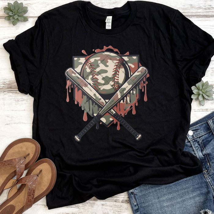 Drippy Camo Baseball / Softball DTF Transfer
