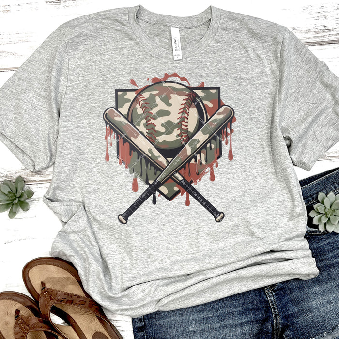 Drippy Camo Baseball / Softball DTF Transfer