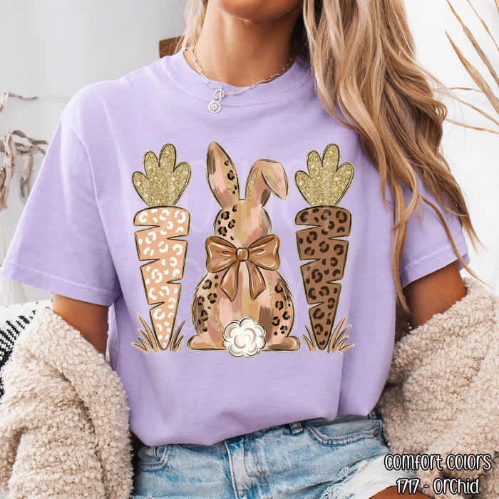 Leopard Print Easter Bunny & Carrots DTF Transfer
