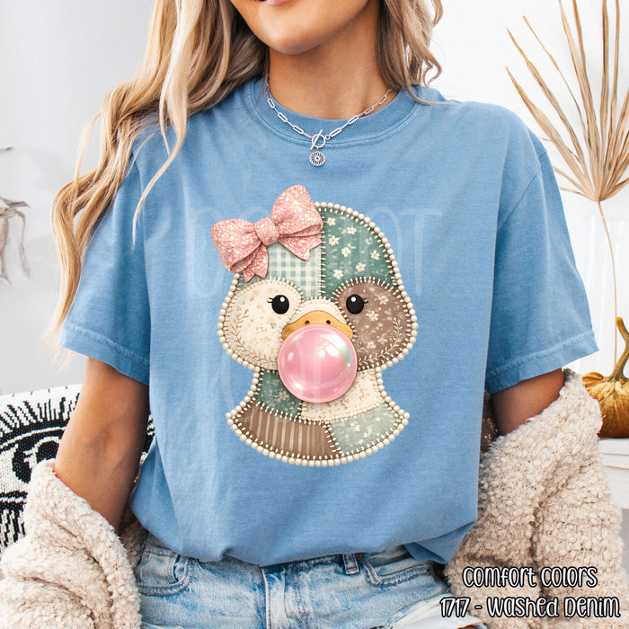 Faux Quilted Duckling With Faux Pearl Border DTF Transfer