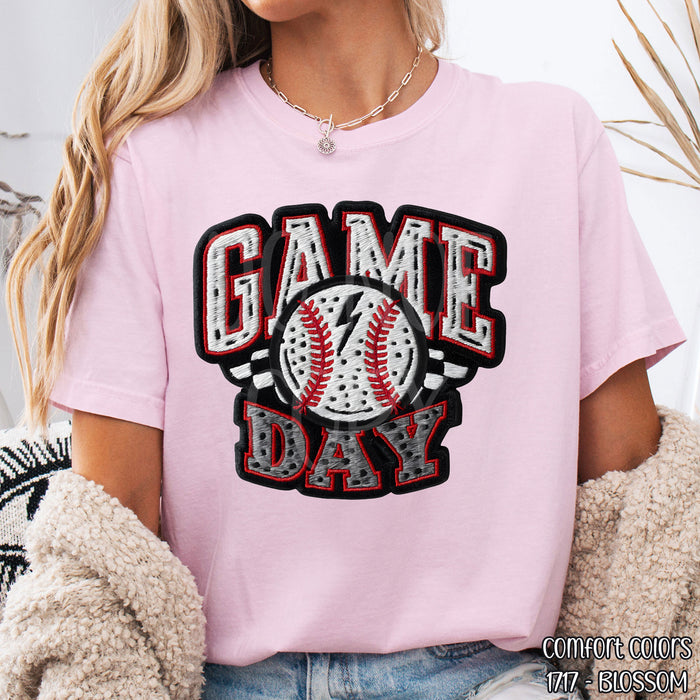 Faux Embroidered Baseball Game Day  DTF Transfer