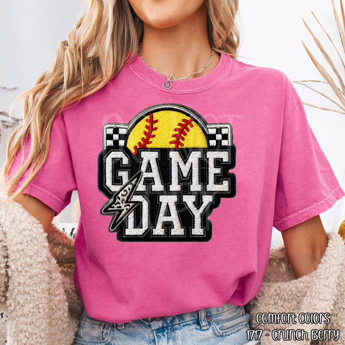 Faux Embroidered Softball Game Day DTF Transfer