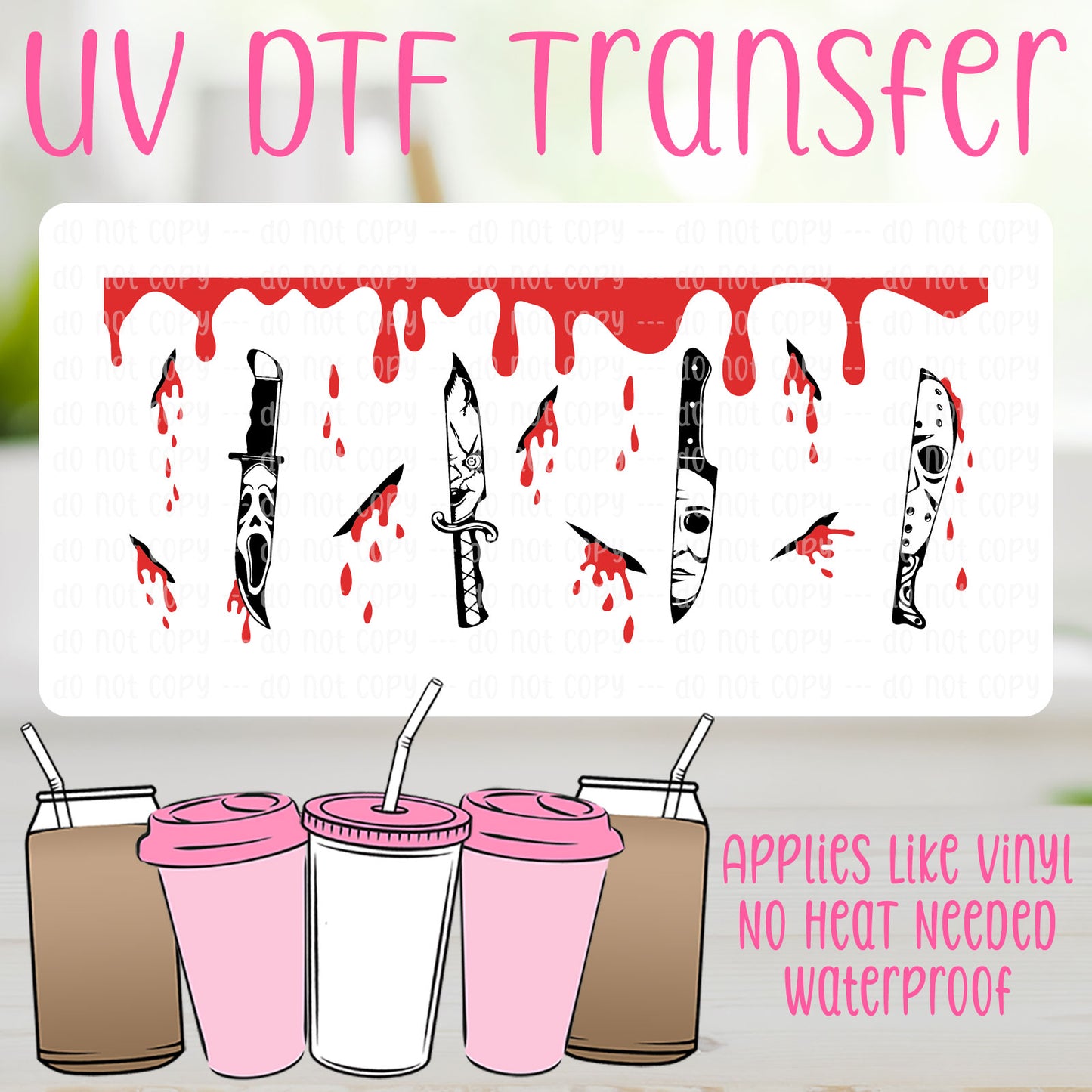 Bloody Knives UV DTF Can Wrap