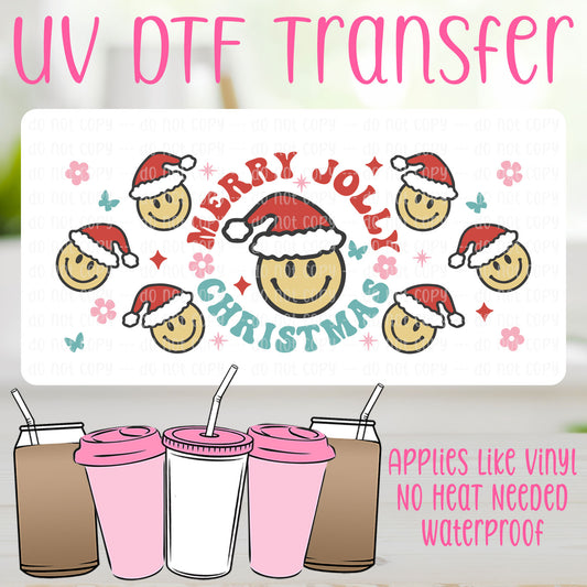 Merry Jolly Christmas UV DTF Can Wrap