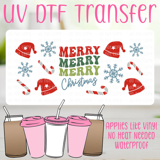 Merry Christmas UV DTF Can Wrap