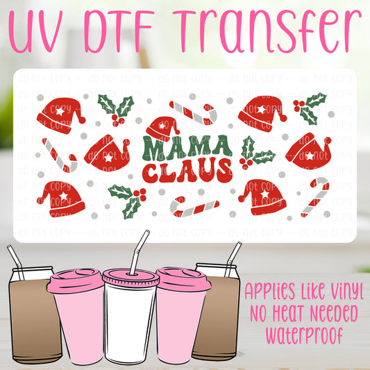 Mama Claus UV DTF Can Wrap