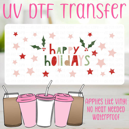 Happy Holidays UV DTF Can Wrap