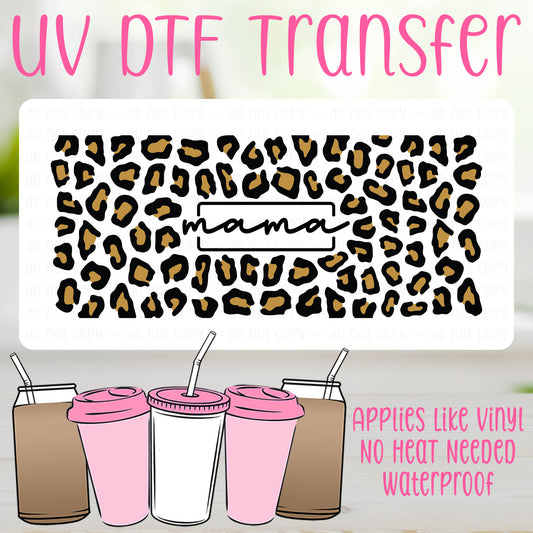 Leopard Print Mama UV DTF Can Wrap