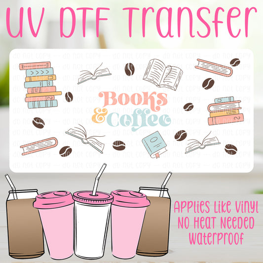 Books & Coffee UV DTF Can Wrap