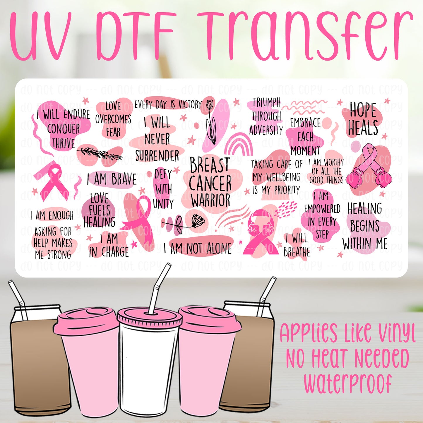 Breast Cancer Awareness UV DTF Can Wrap