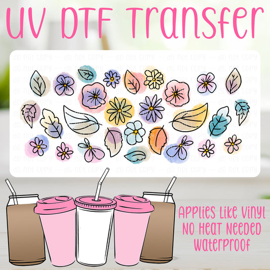 Colorful Flowers UV DTF Can Wrap